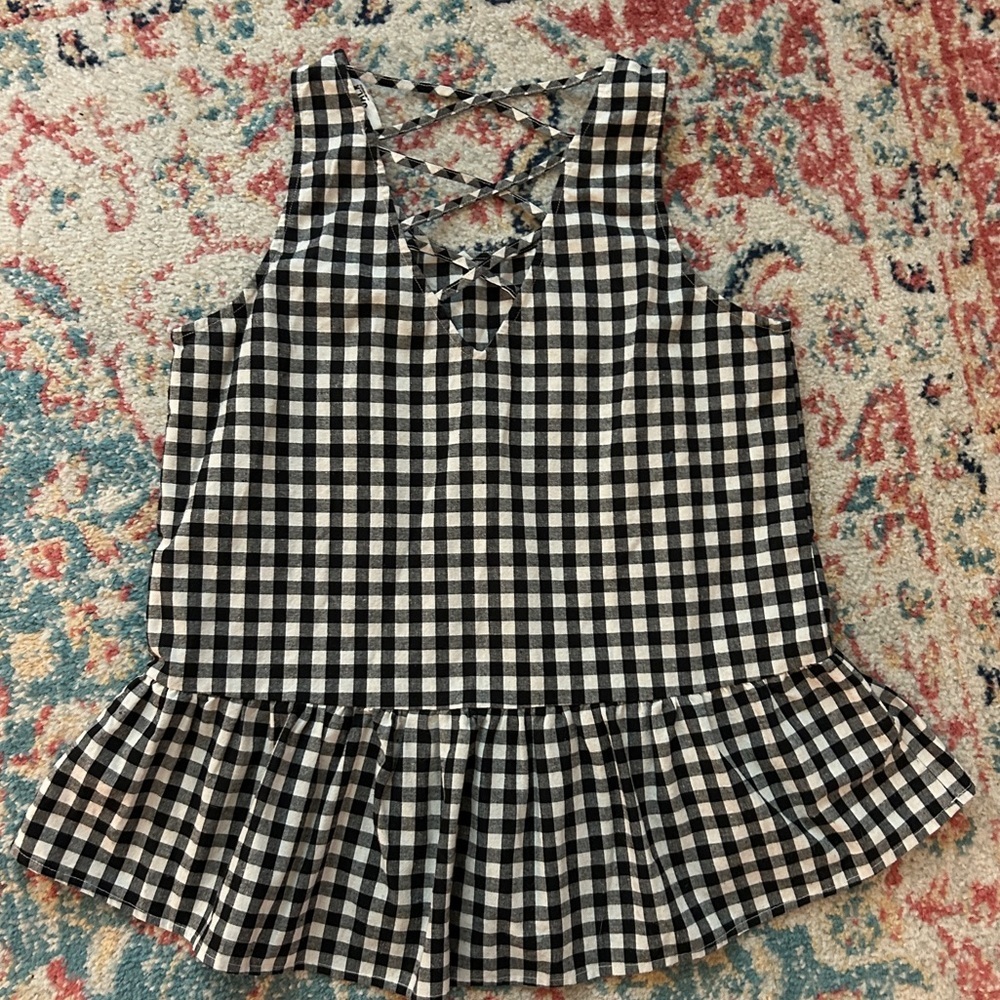 EUC plaid peplum top